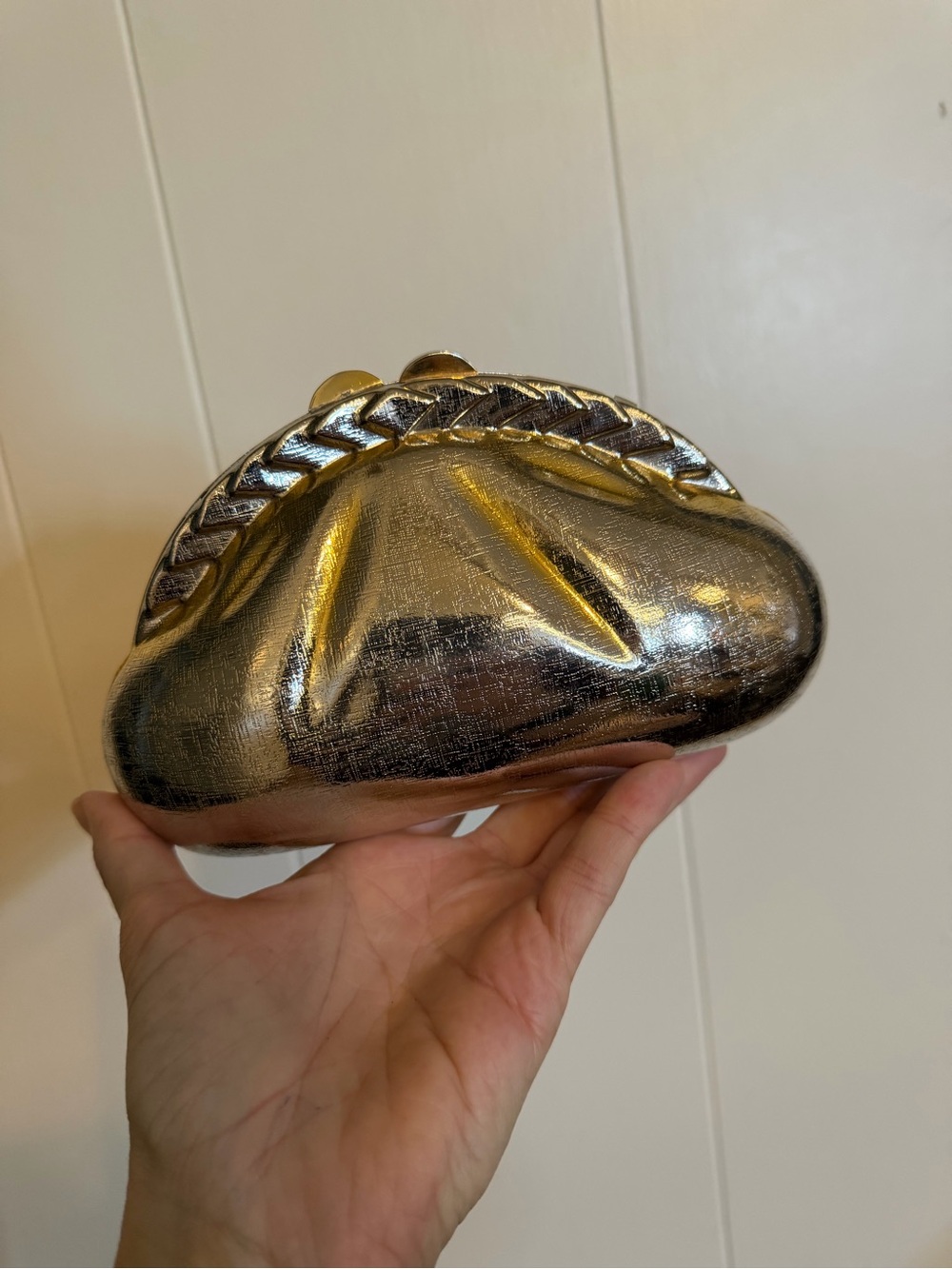 Nordstrom Metallic Gold Braided Top Clutch w/ Shoulder Strap